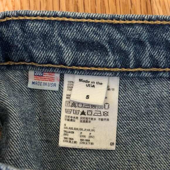 American Apparel | Button Down A-Line Denim Mini Skirt | Dark Wash - Picture 7 of 10